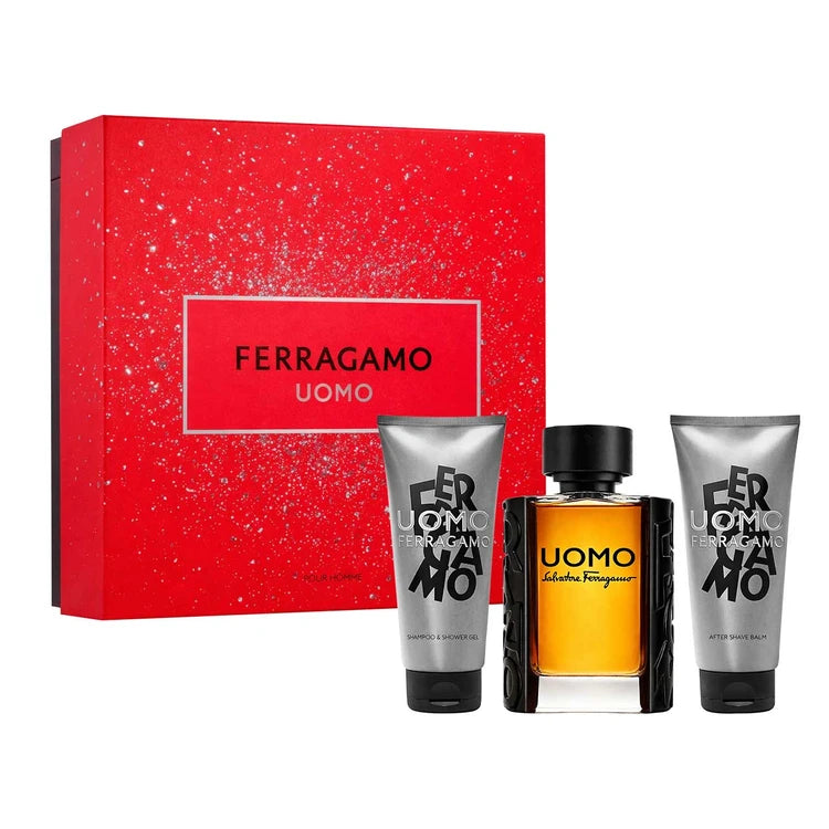 Uomo by Salvatore Ferragamo Estuche 3 Piezas Caballero EDT 100ml + Gel de Baño 100ml + Crema de Afeitar 100ml